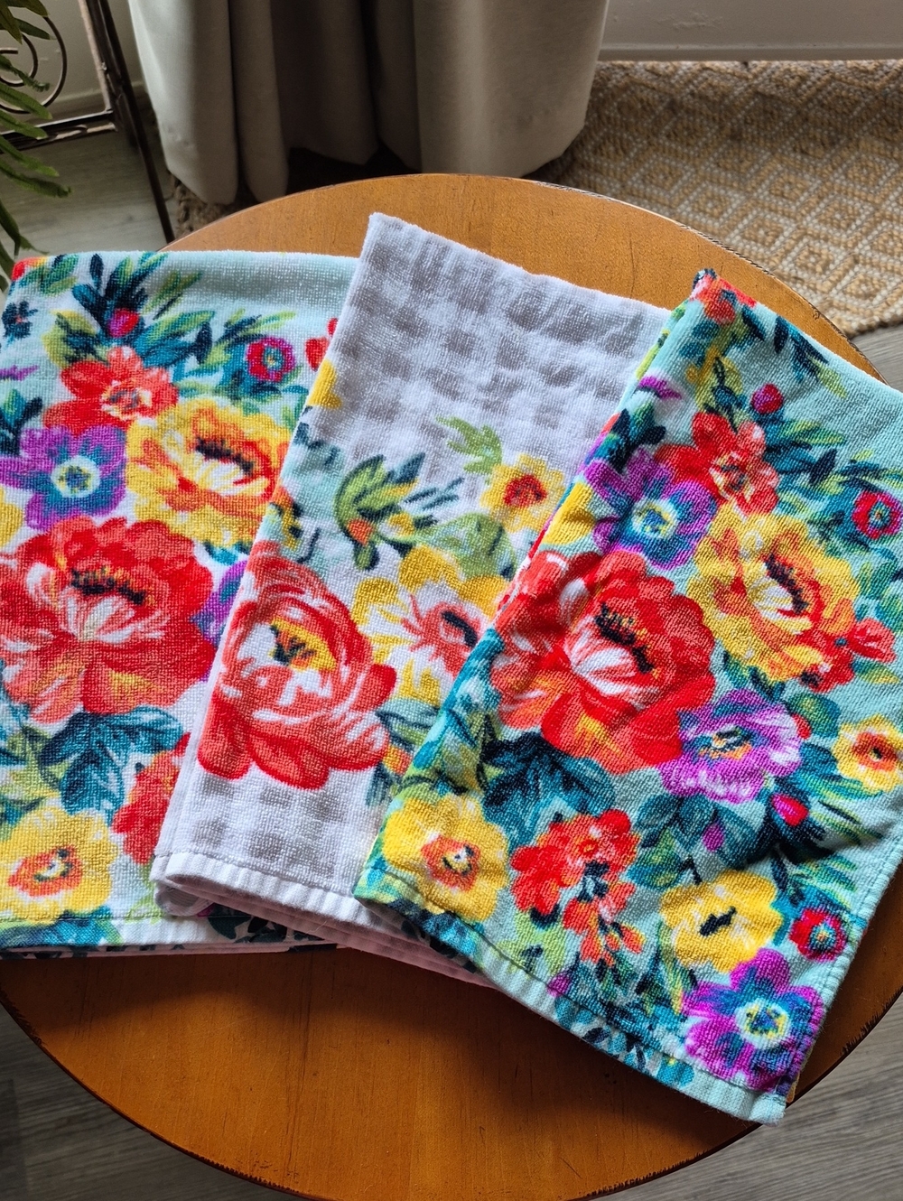 Pioneer Woman Floral Cotton Kitchen Towels - Set of 3 Multicolor